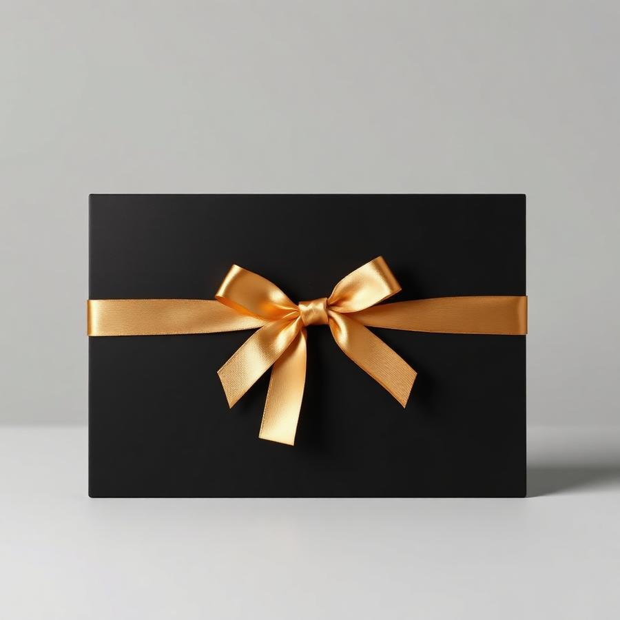 Chèque cadeau premium noir avec ruban doré